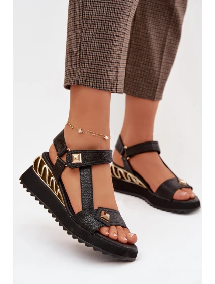 Kožené dámské sandály na platformě D&A CR61-3070 Černé Kožené dámské sandály na platformě D&A CR61-3070 Černé