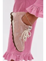 Kožené semišové dámské tenisky MK61-0705 Růžové