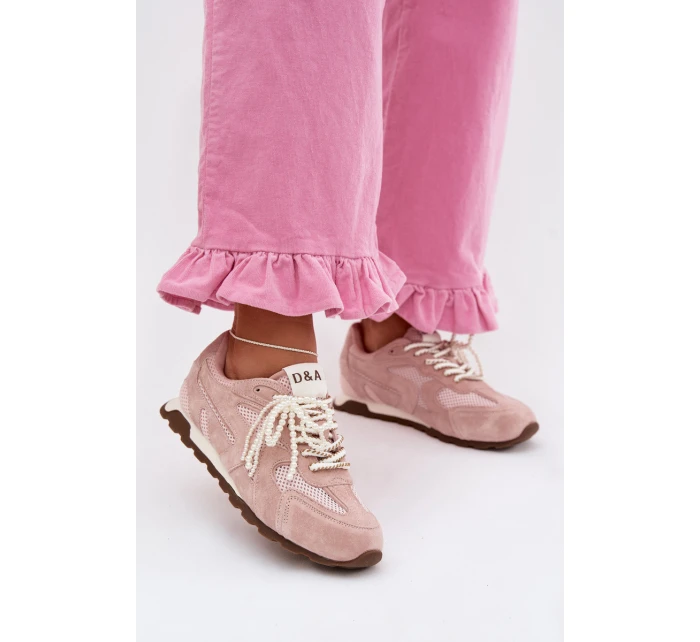 Kožené semišové dámské tenisky MK61-0705 Růžové Kožené semišové dámské tenisky MK61-0705 Růžové