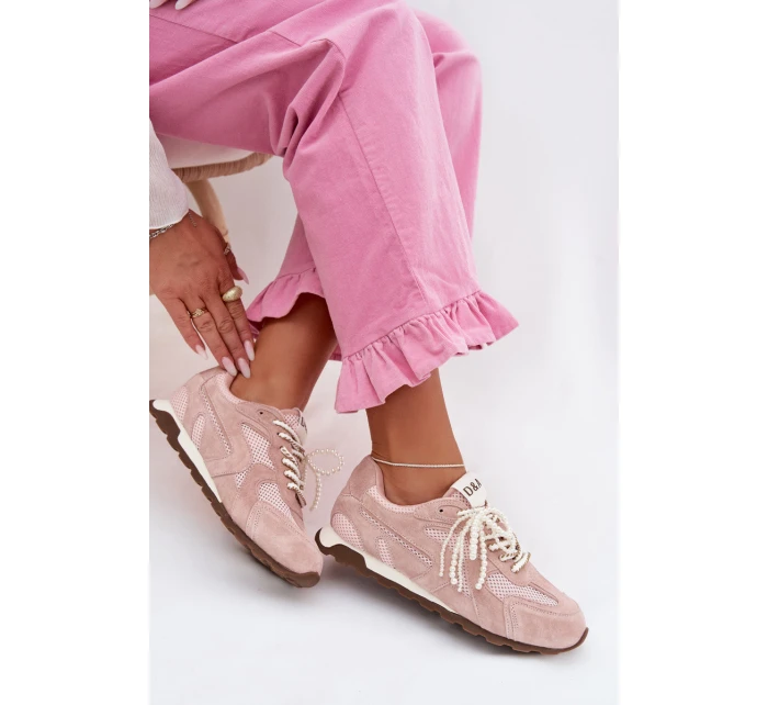 Kožené semišové dámské tenisky MK61-0705 Růžové Kožené semišové dámské tenisky MK61-0705 Růžové