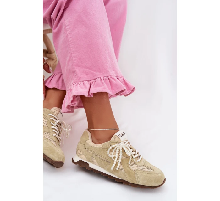 Dámské kožené semišové tenisky MK61-0705 světle zelené Dámské kožené semišové tenisky MK61-0705 světle zelené