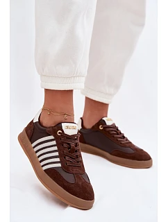 Dámské tenisky z pravé kůže a semiše Big Star TT274715 Čokoládové