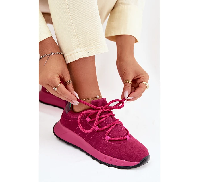 Kožené Semišové Dámské Tenisky Fuchsiová Bemela Kožené Semišové Dámské Tenisky Fuchsiová Bemela