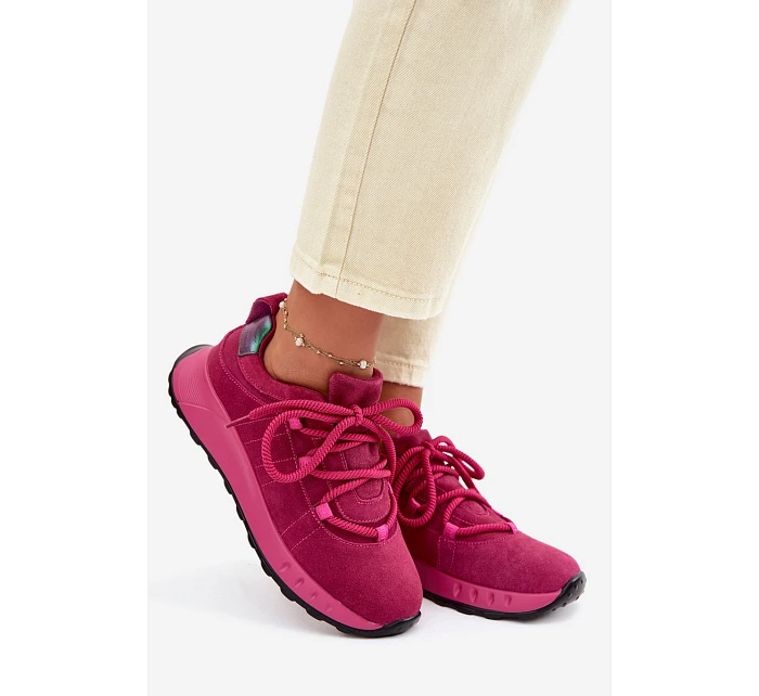 Kožené Semišové Dámské Tenisky Fuchsiová Bemela Kožené Semišové Dámské Tenisky Fuchsiová Bemela