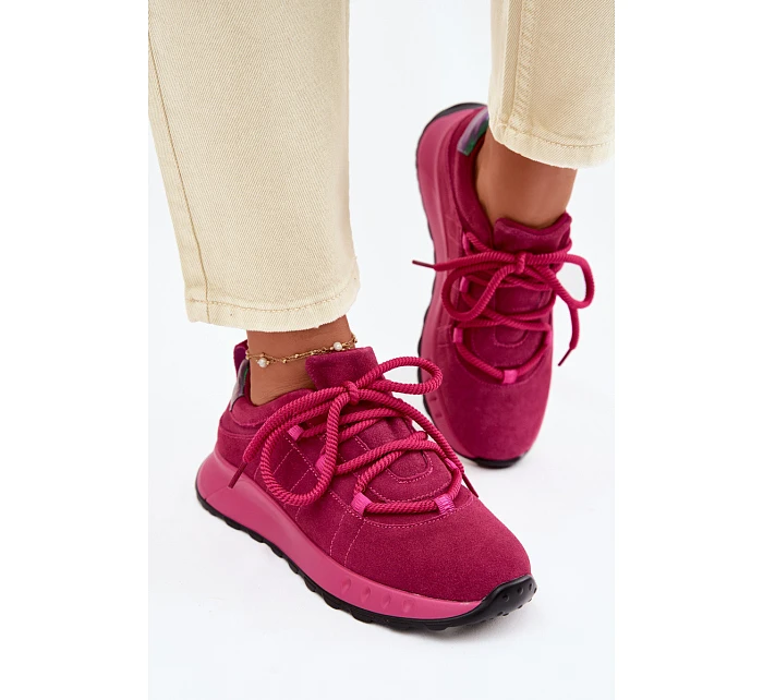 Kožené Semišové Dámské Tenisky Fuchsiová Bemela Kožené Semišové Dámské Tenisky Fuchsiová Bemela