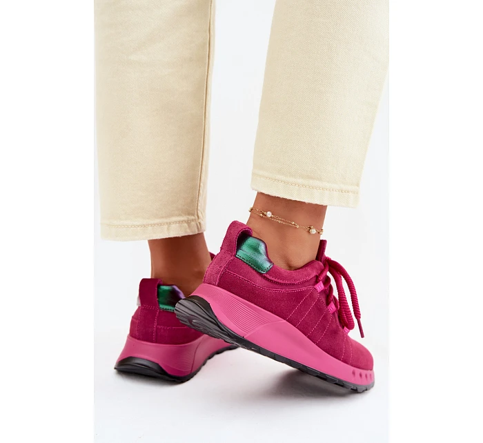 Kožené Semišové Dámské Tenisky Fuchsiová Bemela Kožené Semišové Dámské Tenisky Fuchsiová Bemela