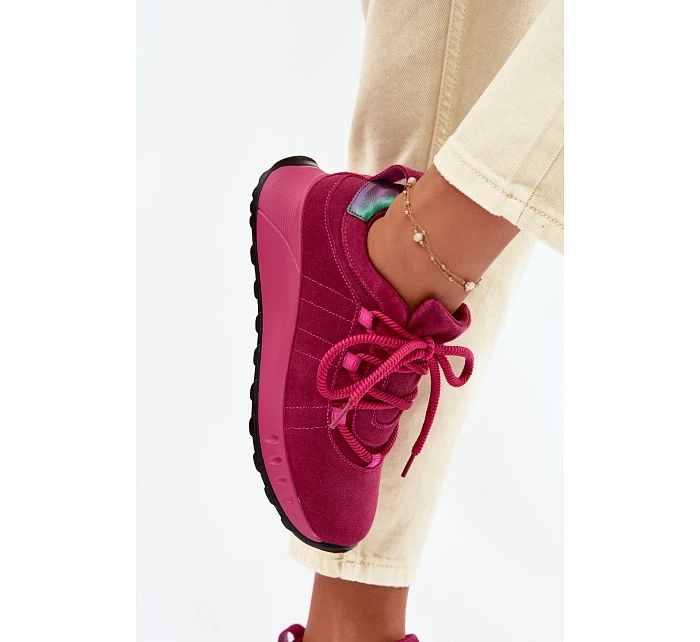 Kožené Semišové Dámské Tenisky Fuchsiová Bemela Kožené Semišové Dámské Tenisky Fuchsiová Bemela