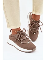 Dámské kožené semišové tenisky Hnědé model 22069525 - EVENTO