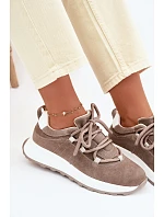 Dámské kožené semišové tenisky Hnědé model 22069525 - EVENTO