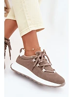 Dámské kožené semišové tenisky Hnědé model 22069525 - EVENTO