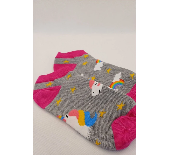 Dětské kotníkové ponožky Jednorožec šedé Dětské kotníkové ponožky Jednorožec šedé