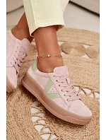 Dámské tenisky z přírodního semiše na platformě Vinceza 79597 růžové