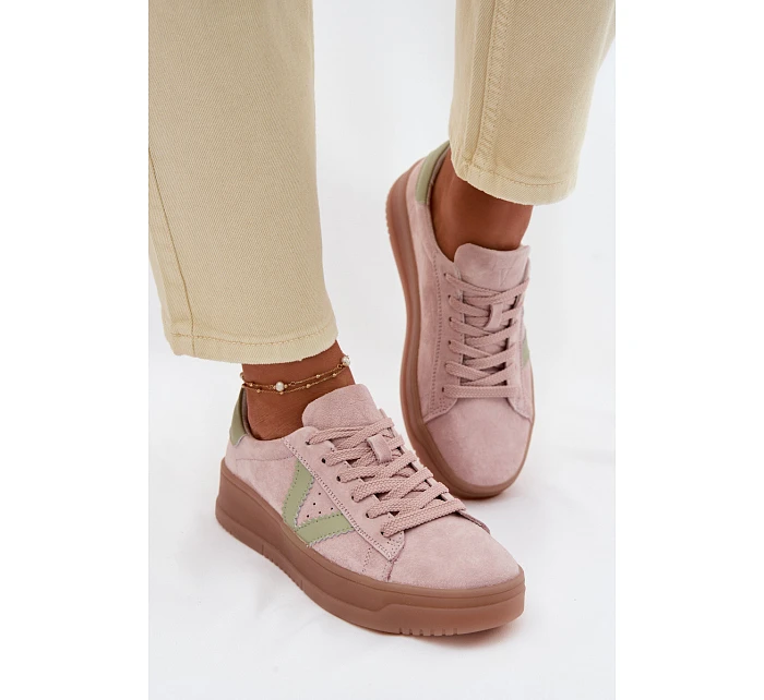 Dámské tenisky z přírodního semiše na platformě Vinceza 79597 růžové Dámské tenisky z přírodního semiše na platformě Vinceza 79597 růžové