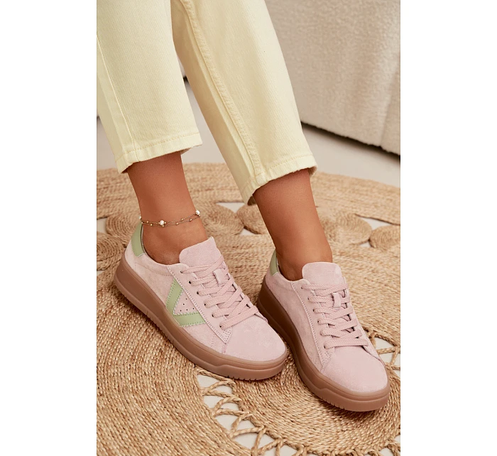 Dámské tenisky z přírodního semiše na platformě Vinceza 79597 růžové Dámské tenisky z přírodního semiše na platformě Vinceza 79597 růžové