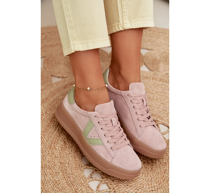 Dámské tenisky z přírodního semiše na platformě Vinceza 79597 růžové Dámské tenisky z přírodního semiše na platformě Vinceza 79597 růžové