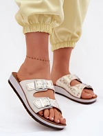 Dámské pantofle s přezkami Inblu CP000063 Bílé