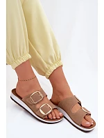 Dámské pantofle se zlatými sponami Inblu CP000061 světle hnědé