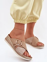 Dámské sandály na platformě s ozdobnou přezkou Inblu RV000012 hnědé