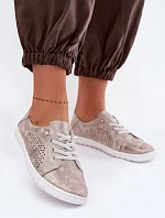 Dámské perforované polobotky z přírodního semiše Béžovo-zlaté Feliva