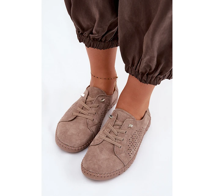 Dámské perforované polobotky z přírodního semiše světle hnědé Feliva Dámské perforované polobotky z přírodního semiše světle hnědé Feliva