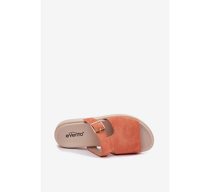 Semišové dámské sandály na platformě s zlatým sponou Oranžové Zemela Semišové dámské sandály na platformě s zlatým sponou Oranžové Zemela