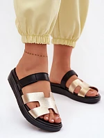 Kožené dámské pantofle s přezkou Zlaté Lemela