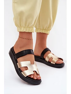 Kožené dámské pantofle s přezkou Zlaté Lemela