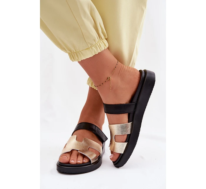 Kožené dámské pantofle s přezkou Zlaté Lemela Kožené dámské pantofle s přezkou Zlaté Lemela