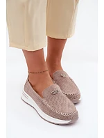 Dámské mokasíny z přírodního semiše tmavě béžové Demela