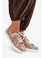 Otevřené polobotky z přírodního semiše vícebarevné Kamelia