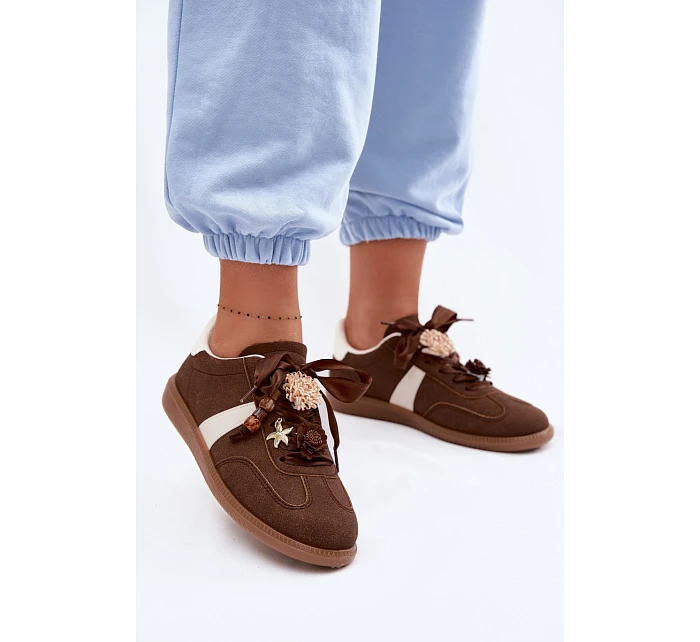 Dámské tenisky s ozdobami Čokoládové Lelora Dámské tenisky s ozdobami Čokoládové Lelora
