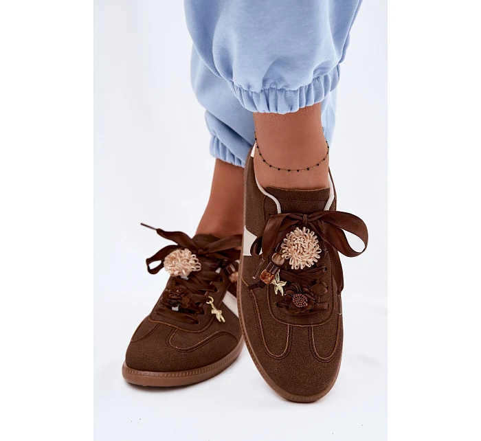 Dámské tenisky s ozdobami Čokoládové Lelora Dámské tenisky s ozdobami Čokoládové Lelora