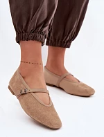 Baleríny s Páskem Eko Semišové Béžové Felora