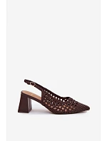 Dámské sandály na podpatku čokoládové Kedira