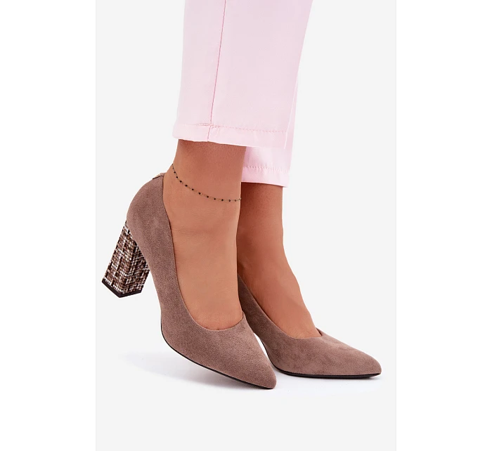 Semišové lodičky na ozdobném podpatku Sergio Leone PB216 světle hnědé Semišové lodičky na ozdobném podpatku Sergio Leone PB216 světle hnědé