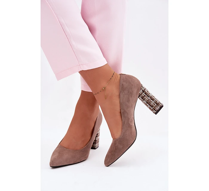 Semišové lodičky na ozdobném podpatku Sergio Leone PB216 světle hnědé Semišové lodičky na ozdobném podpatku Sergio Leone PB216 světle hnědé