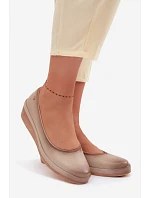 Kožené dámské polobotky na platformě Vinceza Béžové