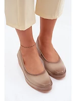 Kožené dámské polobotky na platformě Vinceza Béžové