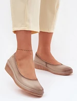 Kožené dámské polobotky na platformě Vinceza Béžové