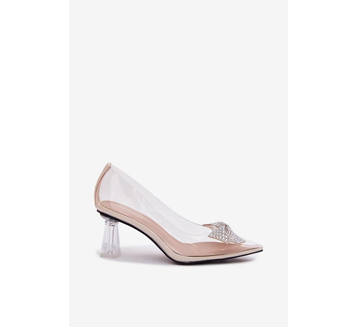 Průhledné lodičky s mašlí Vinceza Béžové Průhledné lodičky s mašlí Vinceza Béžové