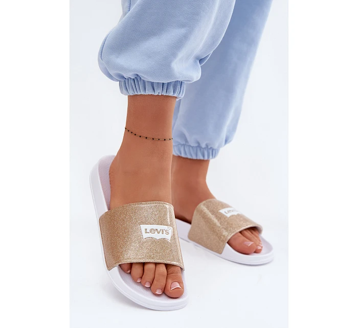 Dětské pantofle LEVI'S VPOL0251S-3923 Zlaté s brokátom Dětské pantofle LEVI'S VPOL0251S-3923 Zlaté s brokátom