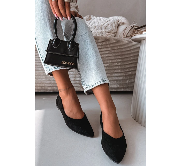 Baleríny Ploché Eko Semiš Černé Lelisa Baleríny Ploché Eko Semiš Černé Lelisa