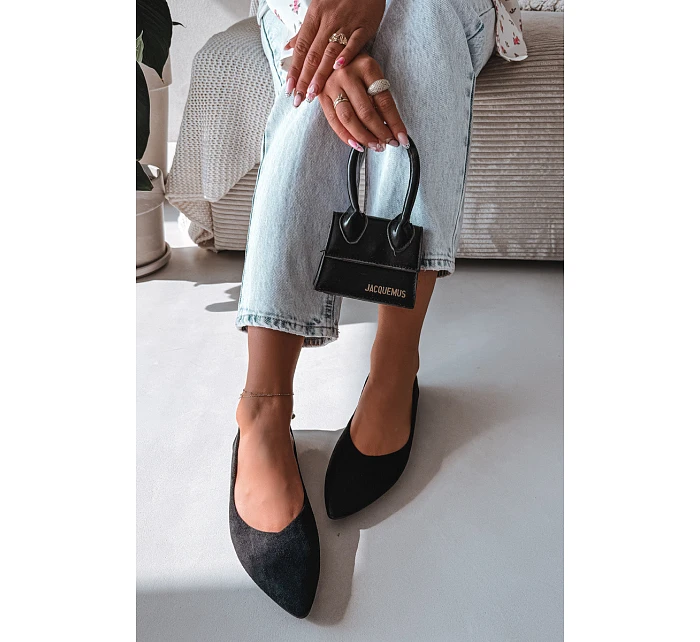 Baleríny Ploché Eko Semiš Černé Lelisa Baleríny Ploché Eko Semiš Černé Lelisa