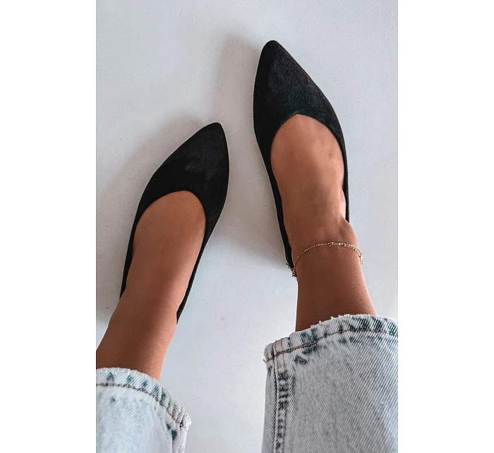 Baleríny Ploché Eko Semiš Černé Lelisa Baleríny Ploché Eko Semiš Černé Lelisa