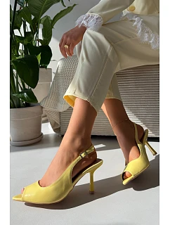 Ženské sandály na podpatku žluté Sevina