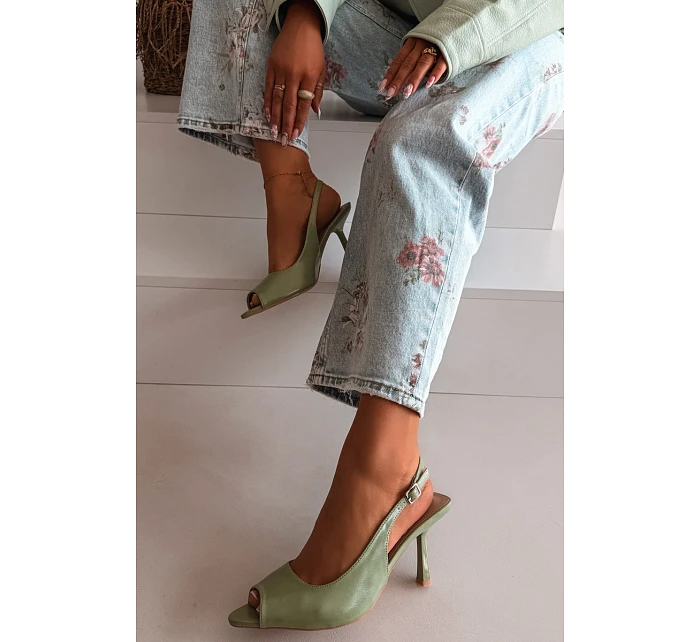 Dámské sandály na podpatku Zelené Sevina Dámské sandály na podpatku Zelené Sevina