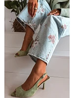 Dámské sandály na jehlovém podpatku Eko semiš zelené Sevina