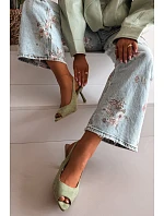 Dámské sandály na jehlovém podpatku Eko semiš zelené Sevina