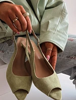 Dámské sandály na jehlovém podpatku Eko semiš zelené Sevina