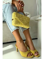 Dámské pantofle na tenkém podpatku Žluté Revina